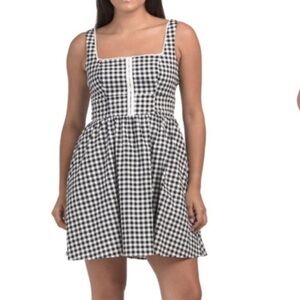 Black and White Gingham Dress Avec Les Filles Size 6 Black White with Pockets